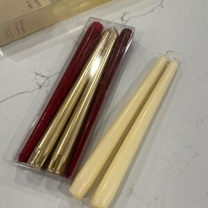 Elegant Taper Candle Set - Gold, Red, and Cream